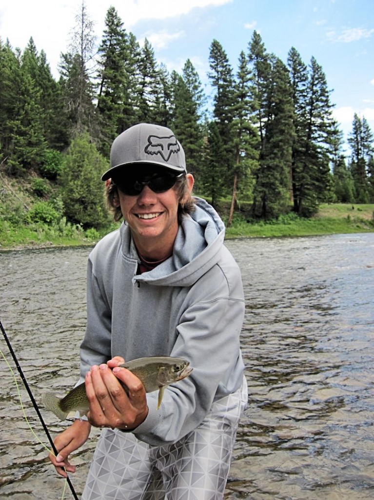 Cal and his first trout on a fly rod